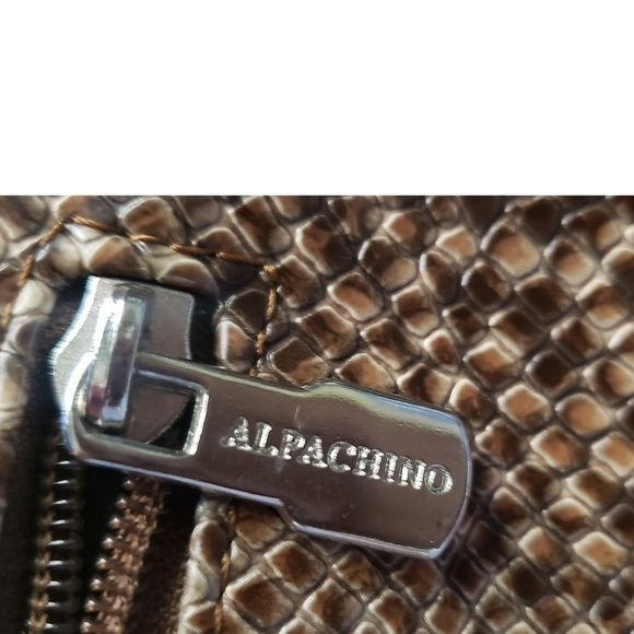 ALPACHINO Brown Python Print Clutch Handbag Patent Leather Classic Womens Purse - Picture 6 of 8